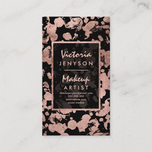 Mutsen faux roos goudpushstrokes Makeup Visitekaartje (Voorkant)