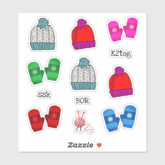 Mutsen Handschoenen Breien Vorm Scrapbook Stickers (Vel)