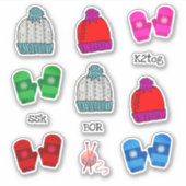 Mutsen Handschoenen Breien Vorm Scrapbook Stickers (Voorkant)