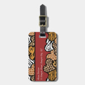 Mutsige rode speelse dierenprint harten adres bagagelabel (Voorkant verticaal)