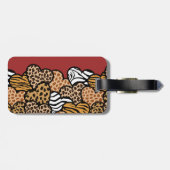 Mutsige rode speelse dierenprint harten adres bagagelabel (Achterkant horizontaal)