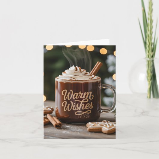 Mutsige Wensen Kerstmug: Knushete Warme Chocolade Feestdagen Kaart (Voorkant)
