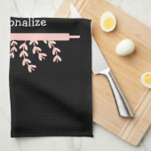 Mutsje van een kok Rollende bakker Roze Zwart Theedoek (Quarter Fold)