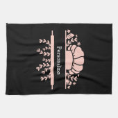 Mutsje van een kok Rollende bakker Roze Zwart Theedoek (Horizontaal)