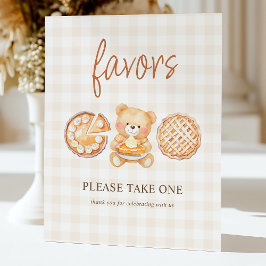 Mutsy Pie Gingham Teddybeer Baby Shower Favorstjes Reclamebord Met Voetstuk