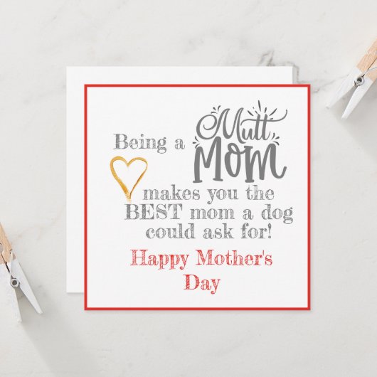 Mutt mama Moederdag Kaart (Voorkant / Achterkant in situ)