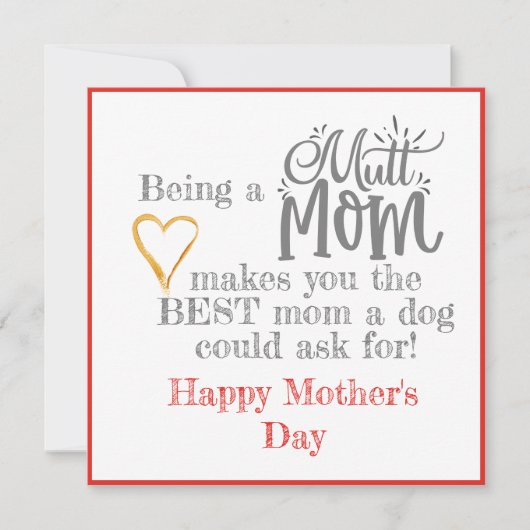 Mutt mama Moederdag Kaart (Voorkant)
