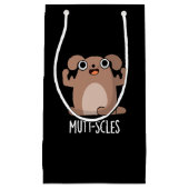 Mutt-scles Funny Animal Dog Pun Dark BG Klein Cadeauzakje (Voorkant)