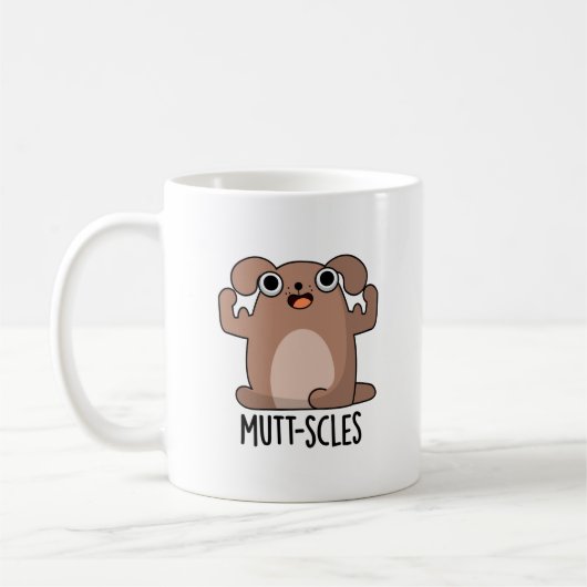 Mutt-scles Funny Animal Dog Pun Koffiemok (Links)
