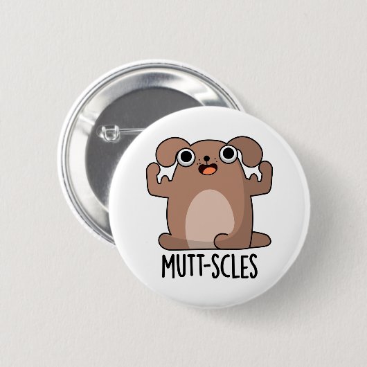 Mutt-scles Funny Animal Dog Pun Ronde Button 5,7 Cm (Voorkant /achterkant)