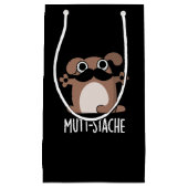 Mutt-stache Funny Dog Mustache Pun Dark BG Klein Cadeauzakje (Voorkant)