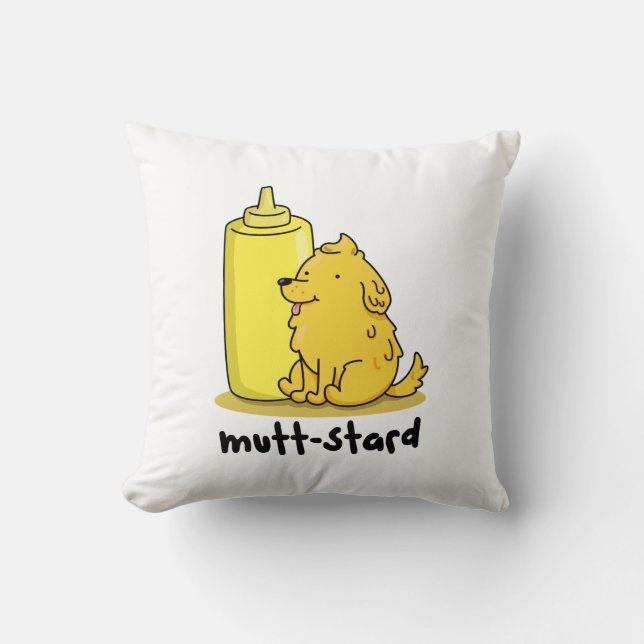 Mutt-stard Funny Doggy Mustard Pun Kussen (Voorkant)