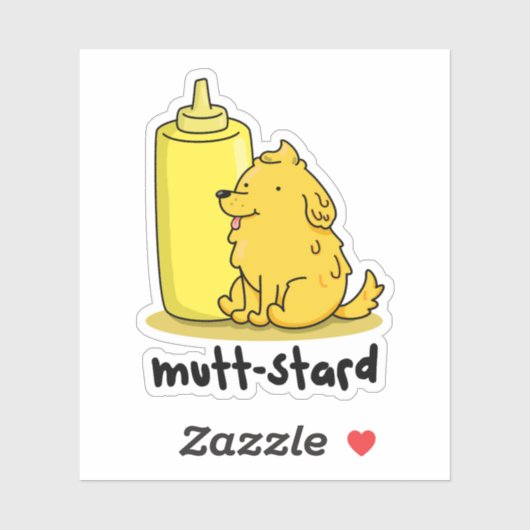 Mutt-stard Funny Doggy Mustard Pun Sticker (Vel)