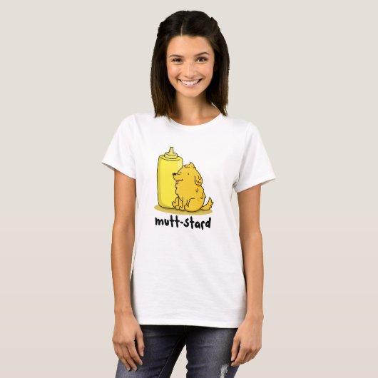 Mutt-stard Funny Doggy Mustard Pun T-shirt (Voorkant volledig)