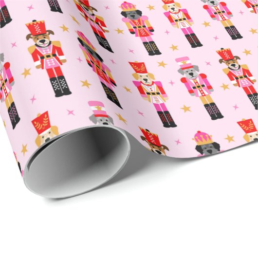 Muttcracker Christmas - Pink Dog Nutcrackers Cadeaupapier (Rol Hoek)