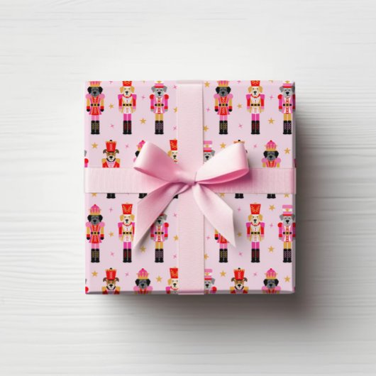 Muttcracker Kerstmis - Roze Hond Notenkrakers Cadeaupapier