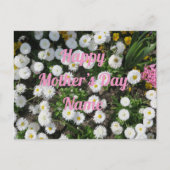 muttertag, kleine weiße frühlingsblume rosa schrif briefkaart (Voorkant)