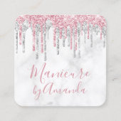 Muttig roos goud en marmer glitter druppelt mest vierkante visitekaartje (Voorkant)