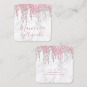 Muttig roos goud en marmer glitter druppelt mest vierkante visitekaartje (Voorkant / Achterkant)