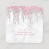 Muttig roos goud en marmer glitter druppelt mest vierkante visitekaartje (Achterkant)