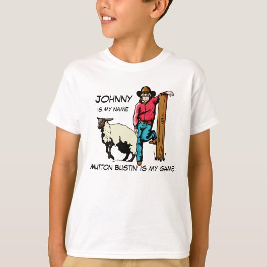 Mutton Buster Rodeo T-Shirt Personaliseren (Voorkant)