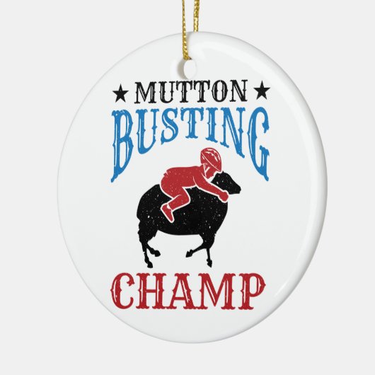 Mutton Busting Champ Sheep Riding Keramisch Ornament (Links)