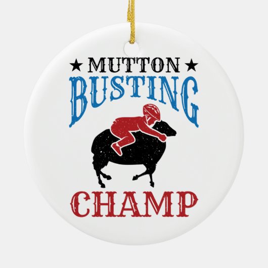 Mutton Busting Champ Sheep Riding Keramisch Ornament (Achterkant)
