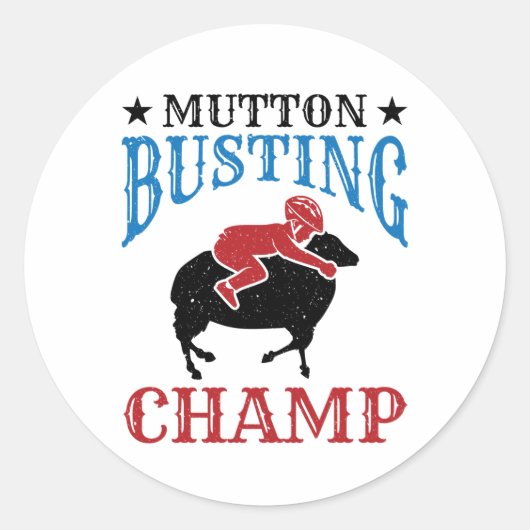 Mutton Busting Champ Sheep Riding Ronde Sticker (Voorkant)
