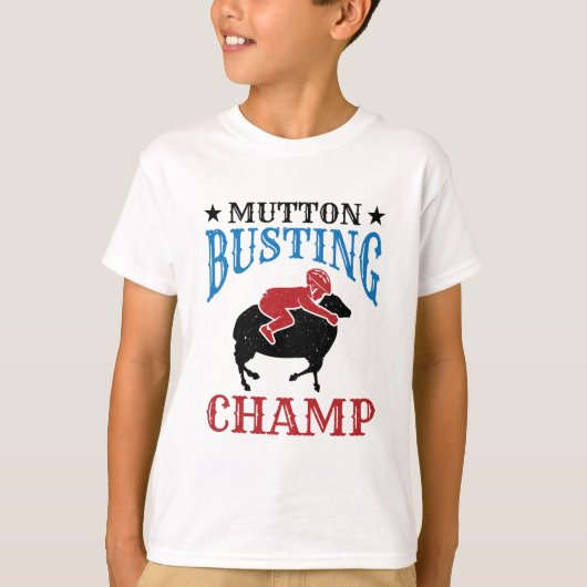 Mutton Busting Champ Sheep Riding T-shirt (Voorkant)