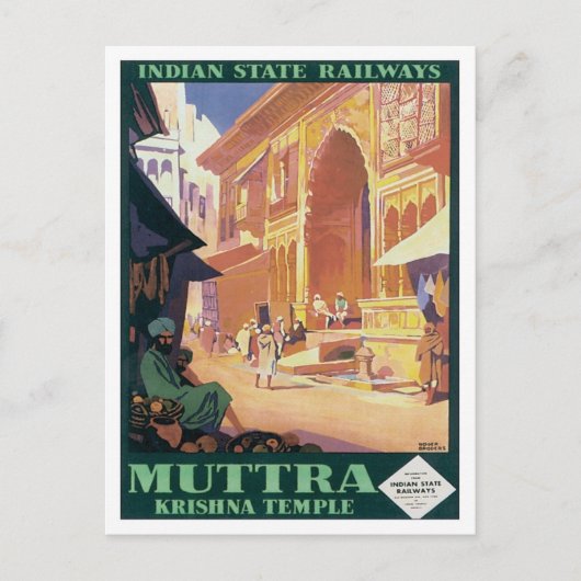 Muttra Krishna Temple India Briefkaart (Voorkant)