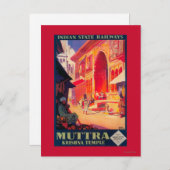 Muttra Krishna Temple Travel Poster Briefkaart (Voorkant / Achterkant)