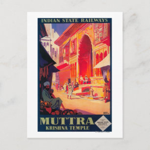 Muttra Krishna Temple Travel Poster Briefkaart