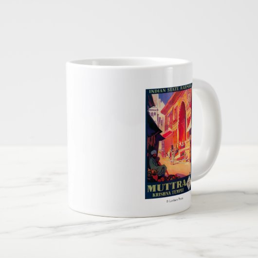 Muttra Krishna Temple Travel Poster Grote Koffiekop (Voorkant rechts)