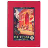 Muttra Krishna Temple Travel Poster Klembord (Achterkant)