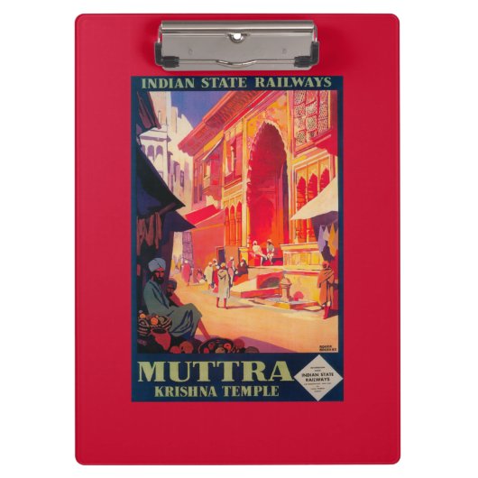 Muttra Krishna Temple Travel Poster Klembord (Voorkant)