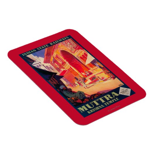 Muttra Krishna Temple Travel Poster Magneet (Rechterzijde)