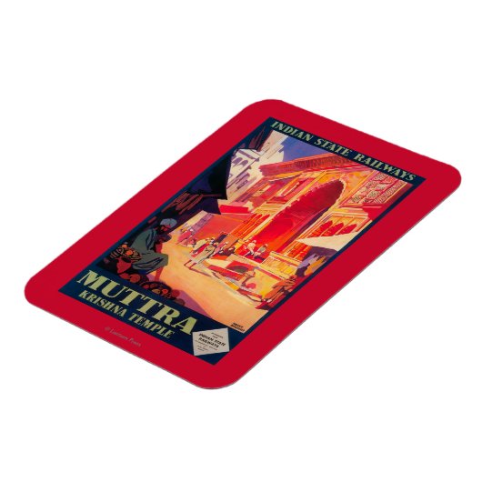 Muttra Krishna Temple Travel Poster Magneet (Linkerzijde)