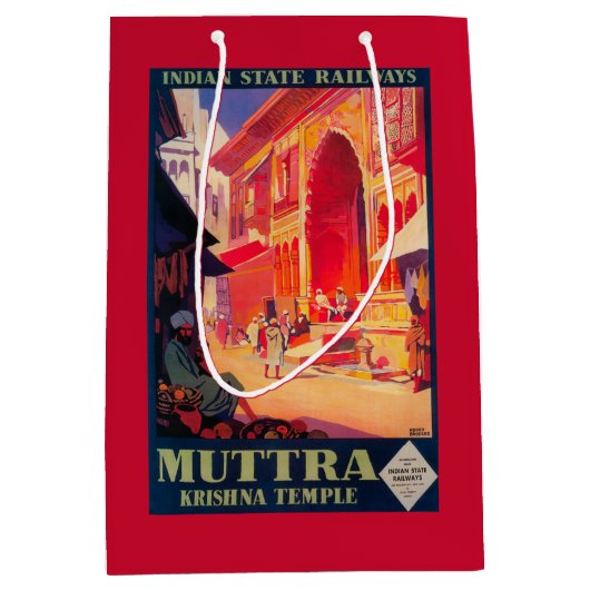 Muttra Krishna Temple Travel Poster Medium Cadeauzakje (Voorkant)
