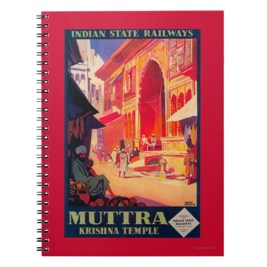 Muttra Krishna Temple Travel Poster Notitieboek (Voorkant)