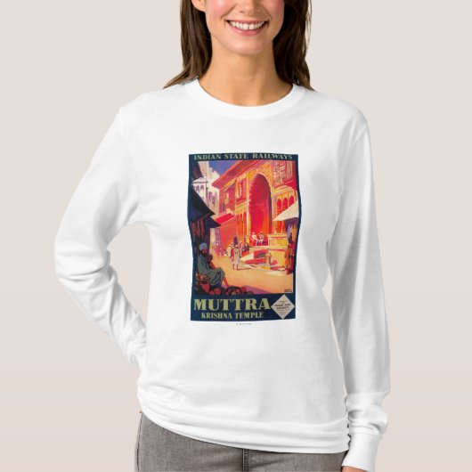 Muttra Krishna Temple Travel Poster T-shirt (Voorkant)