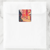 Muttra Krishna Temple Travel Poster Vierkante Sticker (Tas)