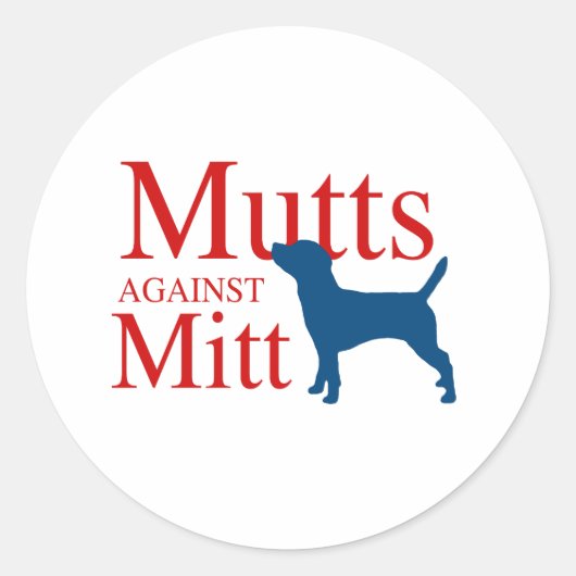 Mutts tegen Mitt Ronde Sticker (Voorkant)
