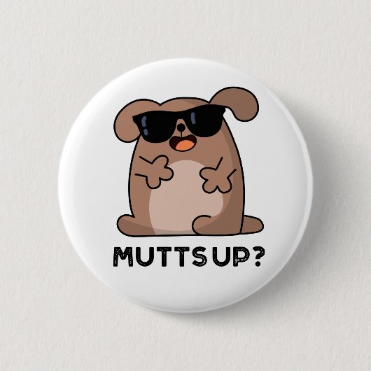 Mutts up Funny Doggie Pun Ronde Button 5,7 Cm (Voorkant)