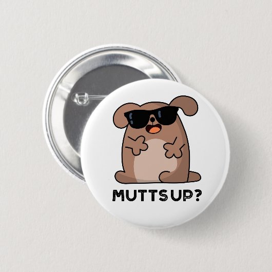 Mutts up Funny Doggie Pun Ronde Button 5,7 Cm (Voorkant /achterkant)