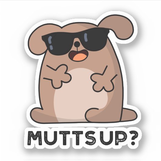 Mutts up Funny Doggie Pun Sticker (Voorkant)
