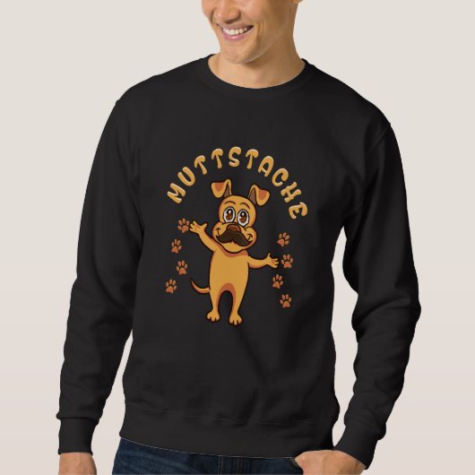 MuttStache Humorous Dog With Beard Mutt Mustache Trui (Voorkant)