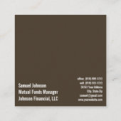 Mutual Funds Manager aandelenmakelaar CPA Vierkante Visitekaartje (Achterkant)
