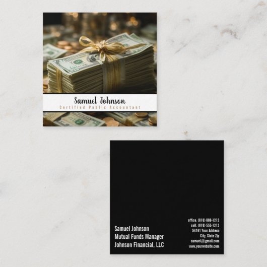 Mutual Funds Manager, effectenmakelaar Vierkante Visitekaartje (Voorkant / Achterkant)