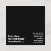 Mutual Funds Manager, effectenmakelaar Vierkante Visitekaartje (Achterkant)
