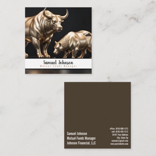 Mutual Funds Manager, effectenmakelaar Vierkante Visitekaartje (Voorkant / Achterkant)